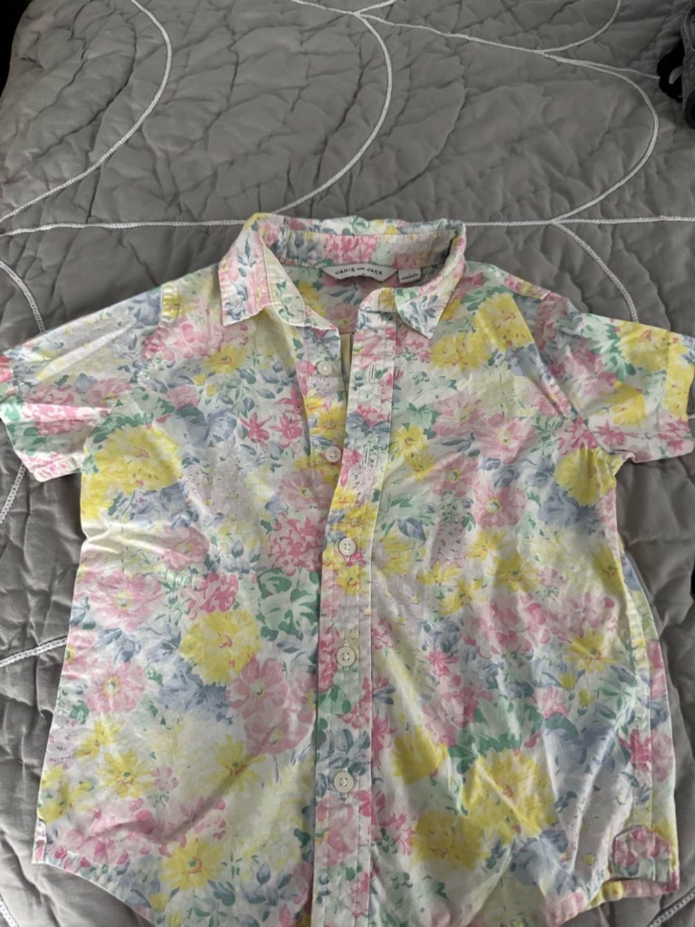 Janie and Jack Pastel Floral Short-Sleeve Button-Down Shirt